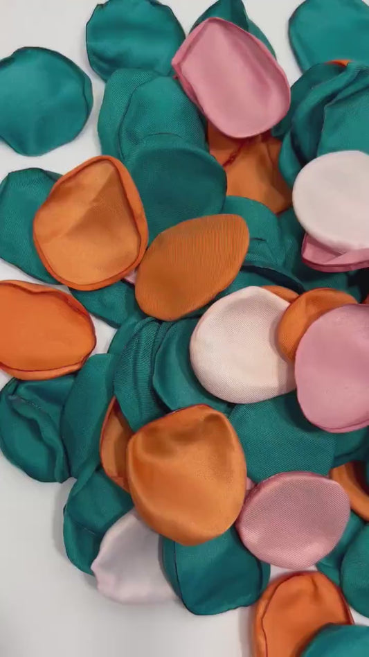 Teal Orange Petals Wedding Decor Flower Girl Petals Dark Teal Terracotta Aisle Decor Dusty Rose Flower Petals Teal Pink Confetti