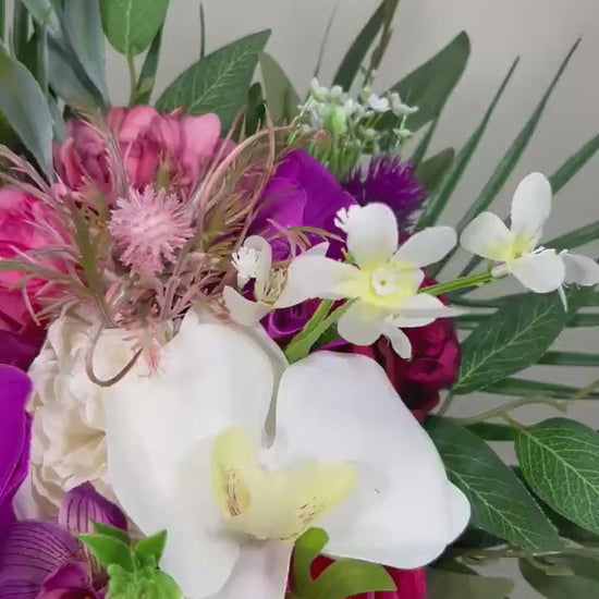 Wedding Bouquet Tropical Fuchsia Orchid Bridesmaids Bouquet Hot Pink Fuchsia Flower Viva Magenta Artificial Flower Faux Pink Tropical White