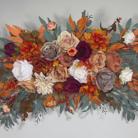 Wedding Terracotta Arch Arrangement Ivory Burgundy Arch Aisle Arrangement Terracotta Decor Rust Burnt Orange Artificial Flowers Eucalyptus