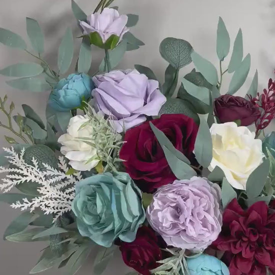 Floral Hoop Burgundy Wedding Bridal Hoop Ivory Bridesmaids Ring Lavender Wreath Flower Girl Purple Teal Artificial Flower Champagne Hoop