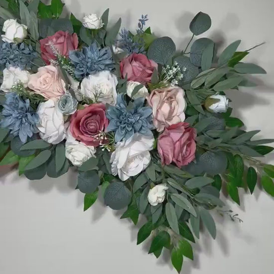 Wedding White Arch Arrangement Mauve Dusty Blue Arch Pink Ivory Aisle Arrangement Dusty Blue Arch Arrangement Artificial Flower