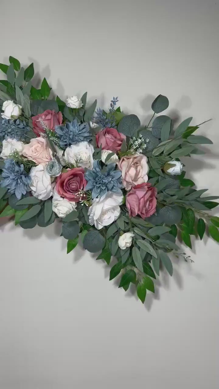 Wedding White Arch Arrangement Mauve Dusty Blue Arch Pink Ivory Aisle Arrangement Dusty Blue Arch Arrangement Artificial Flower
