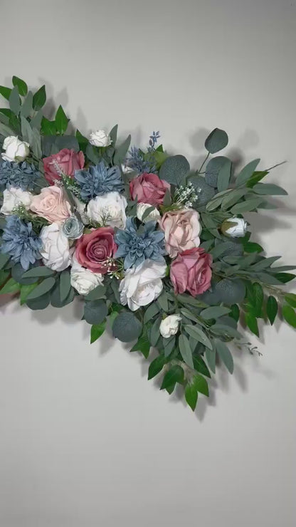 Wedding White Arch Arrangement Mauve Dusty Blue Arch Pink Ivory Aisle Arrangement Dusty Blue Arch Arrangement Artificial Flower