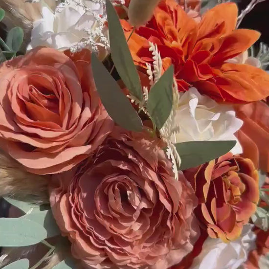 Terracotta Bouquet Wedding Bridal Rust Ivory Bouquet Champagne Bridesmaids Bouquet Burnt Orange Bouquet Rust Pampas Grass Artificial Flower