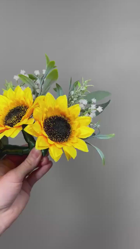 Wedding Sunflower Boutonniere Groom  Boutonnières Groomsmen Sunflower Boutonnière Groom Fall Sunflower Yellow Artificial Flowers