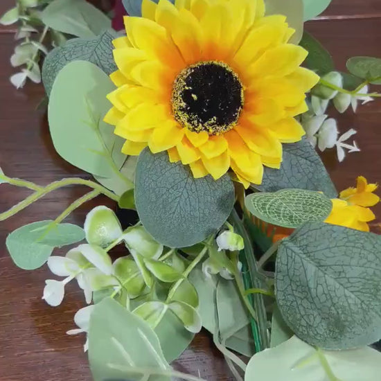 Sunflower Garland Wedding Table Runner Aisle Arrangement Arch Sunflower Burgundy Silver Dollar Sunflower Eucalyptus Garland Greenery