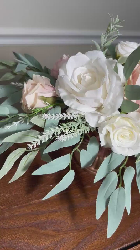 Pink Centerpiece Wedding Boho Table Decor Pink White Centerpiece Blush Wedding Arch Arrangement Ivory Pink Artificial Flower