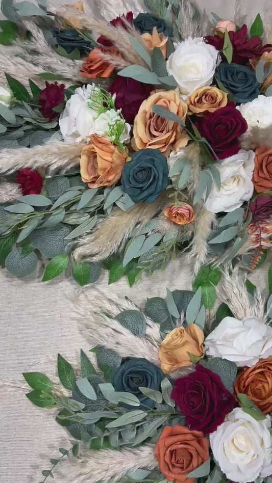 Teal Arch Arrangement Wedding Burnt Orange Teal Arbor Arrangement White Terracotta Teal Rust Arch Arrangement Backdrop Wedding Teal Boho