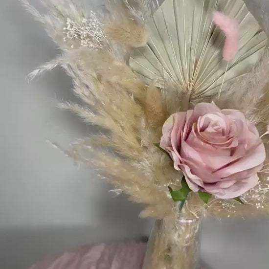 Wedding Centerpiece White Boho Table Décor Terracotta Anemone Burgundy Centerpiece Dusty Rose Navy Blue Palm Leaf Pampas Grass Handmade