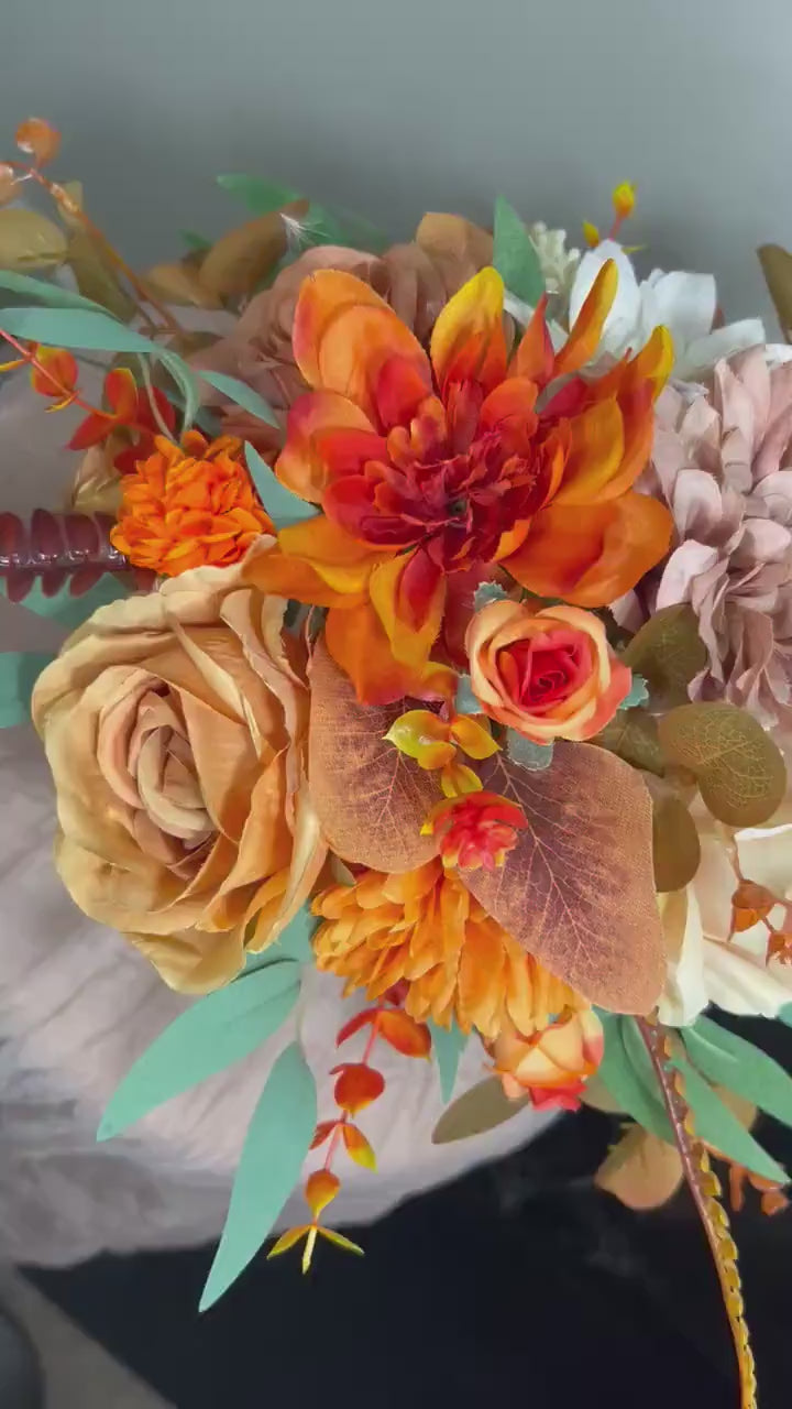 Wedding Centerpiece Terracotta Boho Table Decor White Centerpiece Burnt Orange Table Centerpiece Rust Eucalyptus Artificial Flower