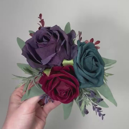 Teal Plum Cake Decor Flower Wedding Burgundy Cake Topper Dark Teal Purple Decor Cake Arrangements Jewel Tones Cake Decoration Teal Burgundy