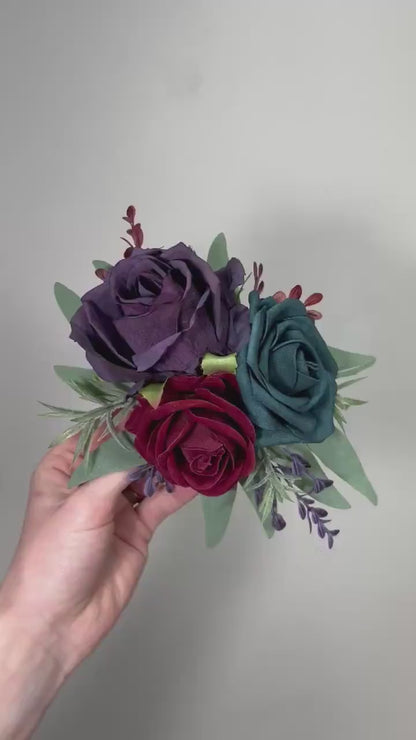 Teal Plum Cake Decor Flower Wedding Burgundy Cake Topper Dark Teal Purple Decor Cake Arrangements Jewel Tones Cake Decoration Teal Burgundy