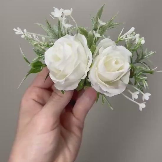 White Boutonniere Magnetic Holder Pocket Insert Replacement Alternative Groom Wedding Groomsmen Boutonnière Magnet Clip Ivory Artificial