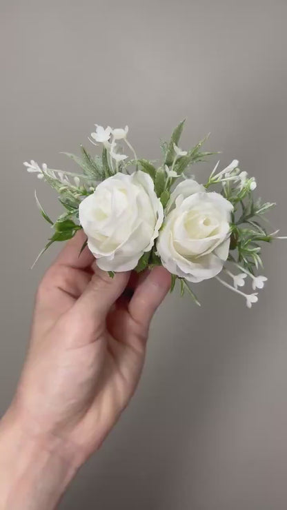 White Boutonniere Magnetic Holder Pocket Insert Replacement Alternative Groom Wedding Groomsmen Boutonnière Magnet Clip Ivory Artificial