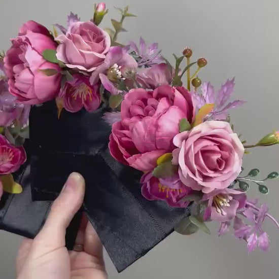 Pink Pocket Boutonniere Wedding Fuchsia Groom Boutonnière Purple Pink Square Groomsmen Mauve Pocket Boutonniere Hot Pink Deep