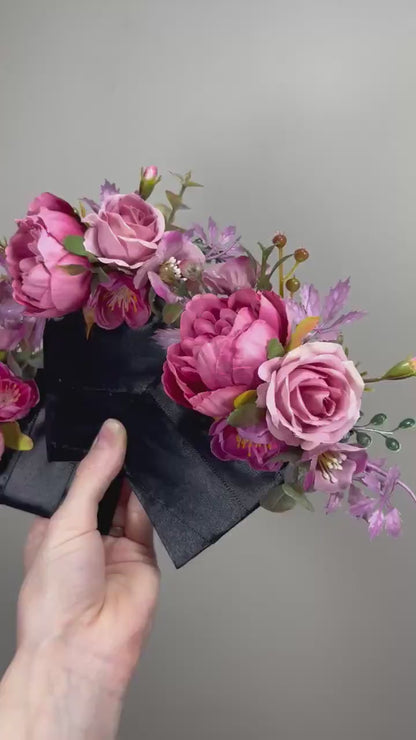 Pink Pocket Boutonniere Wedding Fuchsia Groom Boutonnière Purple Pink Square Groomsmen Mauve Pocket Boutonniere Hot Pink Deep