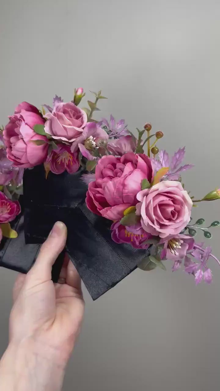 Pink Pocket Boutonniere Wedding Fuchsia Groom Boutonnière Purple Pink Square Groomsmen Mauve Pocket Boutonniere Hot Pink Deep