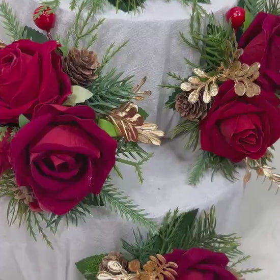 Cake Decoration Christmas Red Wedding Cake Topper Red Flower Decor Wedding Cake Arrangements Red Cake Decoration Winter Tree Pine Cone