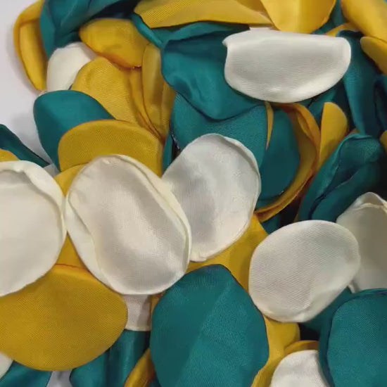 Teal Petals Ivory Wedding Decor Flower Girl Petals Dark Teal Wedding Aisle Decor Flower Petals Teal Gold Ceremony Decor WhiteConfetti
