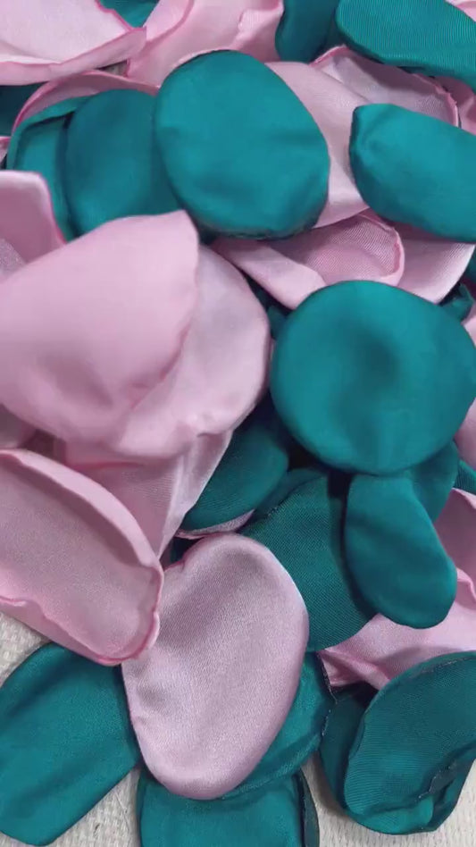 Teal Petals Wedding Decor Flower Girl Petals Dark Teal Dusty Rose Wedding Aisle Decor Flower Petals Teal Pink Ceremony Decor  Confetti