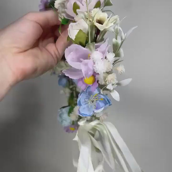 Wedding Flower Crown Blue Lavender White Flower Artificial Crown Wild Flowers Lilac Bridal Headbank Blue Wreath Crown Hair Summer