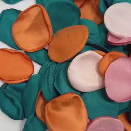 Teal Orange Petals Wedding Decor Flower Girl Petals Dark Teal Terracotta Aisle Decor Dusty Rose Flower Petals Teal Pink Confetti
