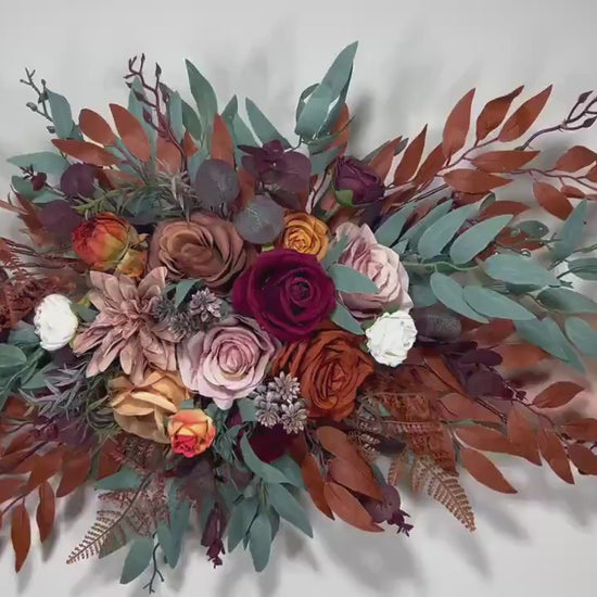Wedding Sweetheart Burgundy Ivory Dusty Rose Arch Arrangement Terracotta Sweetheart Rust Burnt Orange Table Centerpiece Artificial Flowers