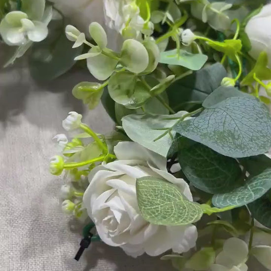 Wedding Garland White Table Decor Ivory Aisle Arrangement Silver Dollar Eucalyptus Decoration White Table Runner Artificial Flower Greenery