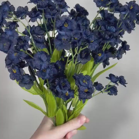 Dark Blue Flowers Ruffle Bush Navy Blue Flowers Home Decor DIY Wedding Wild Flower Blue Navy Artifical Flower Faux Dark Blue