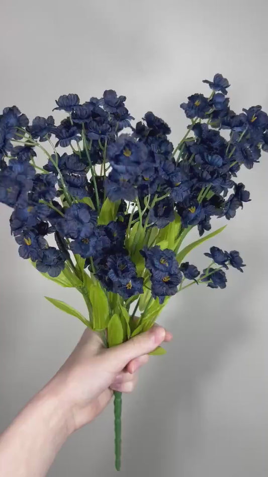 Dark Blue Flowers Ruffle Bush Navy Blue Flowers Home Decor DIY Wedding Wild Flower Blue Navy Artifical Flower Faux Dark Blue