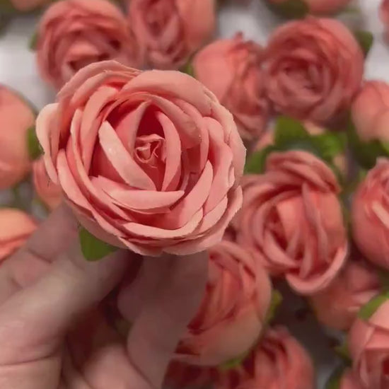 Coral Flower Heads Wedding Peach Artificial Flowers 1.5” Peach Pink Roses Heads Silk Salmon Flowers Small Heads Apricot DIY Supplies Wedding