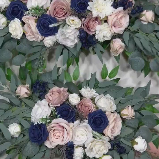 Wedding Arch Arrangement Dusty Rose Arch Aisle Navy Blue Arrangement Dusty Rose Navy Blue Wall Decor White Swag Artificial Flower
