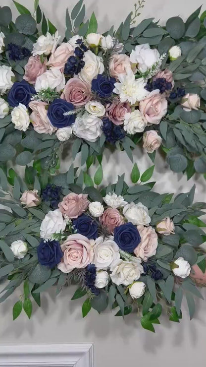 Wedding Arch Arrangement Dusty Rose Arch Aisle Navy Blue Arrangement Dusty Rose Navy Blue Wall Decor White Swag Artificial Flower