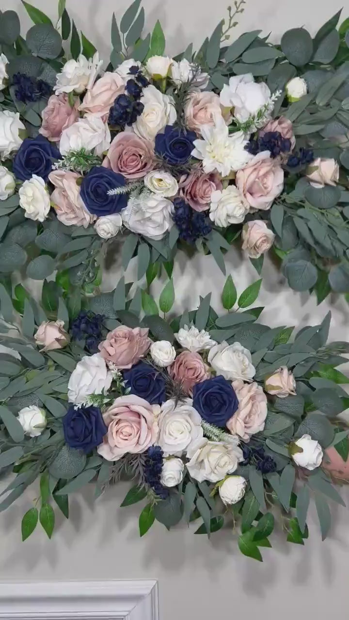 Wedding Arch Arrangement Dusty Rose Arch Aisle Navy Blue Arrangement Dusty Rose Navy Blue Wall Decor White Swag Artificial Flower