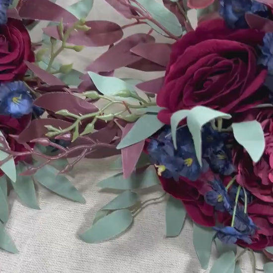 Burgundy Navy Blue Bouquet Wedding Bridal Bouquet Red Dark Blue Bridesmaids Bouquet Burgundy Navy Blue Artificial Flower