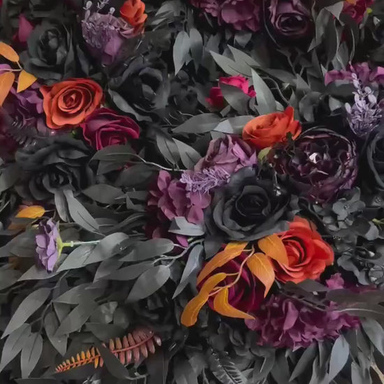 Black Purple Orange Centerpiece, Wedding Gothic Table Decor, Halloween Table Centerpiece, Orange Plum Burgundy Black Sweetheart