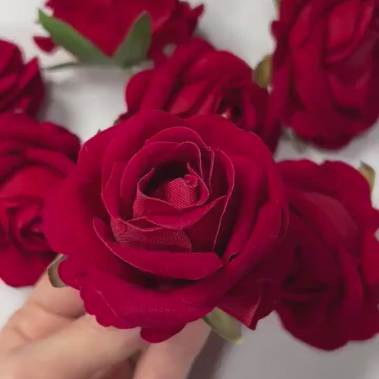 Red Rose Head 2 inch Wedding Decor Velvet Dark Red Rose Christmas Red Small Rose Wedding DIY Craft Supplies Red Rose Head Home Decor