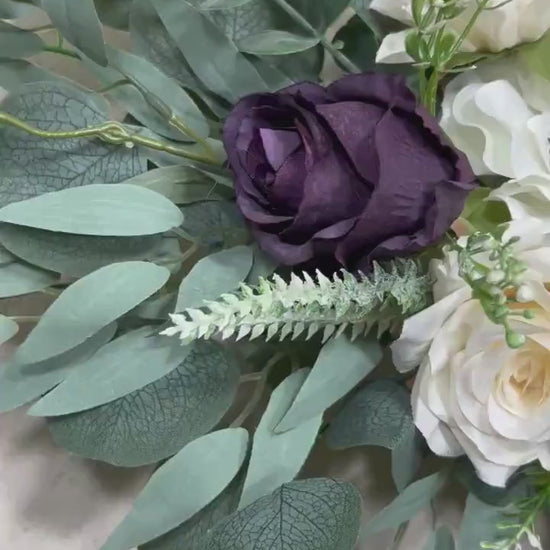 Purple Arch Arrangement Wedding White Arch Aisle Arrangement Dark Purple Anemone Arbor Arrangement Plum Lavender Arch Arrangements Ivory