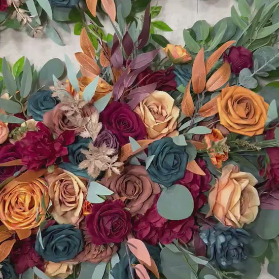 Teal Arch Arrangement Wedding Rust Dark Teal Burgundy Arbor Arrangement Burnt Orange Teal Arch Arrangement Terracotta Brown Teal Blue