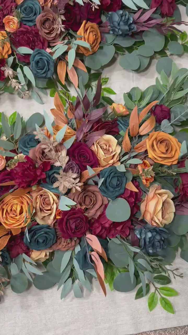 Teal Arch Arrangement Wedding Rust Dark Teal Burgundy Arbor Arrangement Burnt Orange Teal Arch Arrangement Terracotta Brown Teal Blue