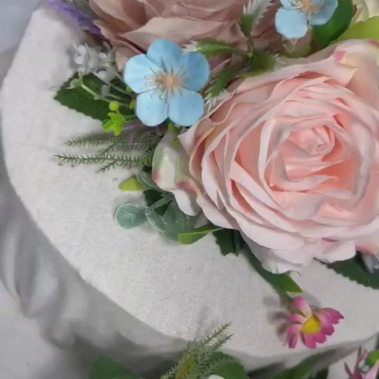 Cake Decoration Wedding Topper Decor Cake Arrangements White Wedding Dusty Rose Cake Decoration Wild Flower Blue Ivory Artificial Flowers