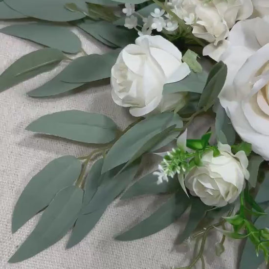 White Sweetheart Wedding Table White Ivory Aisle Arrangement Centerpiece Table Decor White Sweetheart Ivory Eucalyptus Artificial Flowers