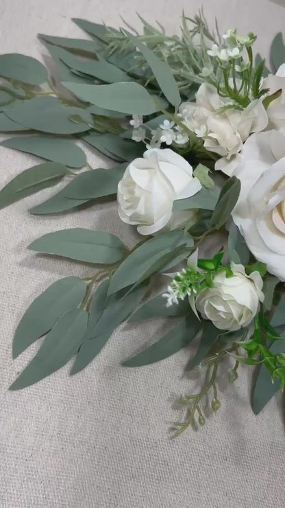 White Sweetheart Wedding Table White Ivory Aisle Arrangement Centerpiece Table Decor White Sweetheart Ivory Eucalyptus Artificial Flowers