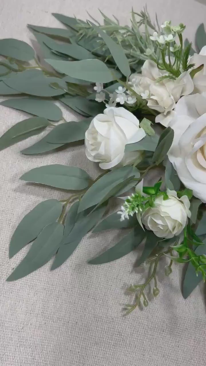 White Sweetheart Wedding Table White Ivory Aisle Arrangement Centerpiece Table Decor White Sweetheart Ivory Eucalyptus Artificial Flowers