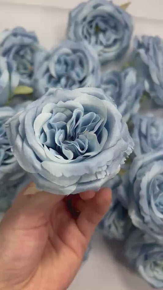 Blue Peony Artificial Flower Heads Sky Blue Peonies Silk Flowers Wedding Light Blue Peony Small Heads DIY Craft Supplies Flowers Blue Fake