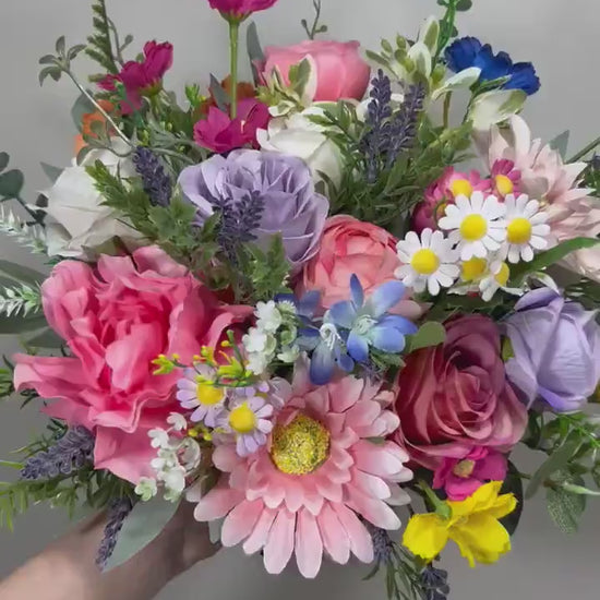 Wedding Bouquet Wild Flower Summer Pink Bridal White Spring Bouquet Pink Blush Purple Bridesmaids Bouquet Lavender Wild Flower Artificial