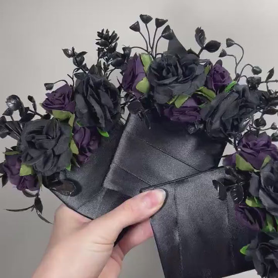 Black Pocket Boutonniere Wedding Groom Boutonnière Black Dark Purple Square Groomsmen Pocket Boutonniere Black Plum Gothic Boutonniere