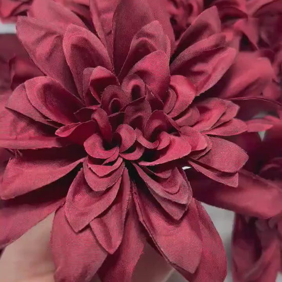 Burgundy Flower Head 4” Wedding Artificial Burgundy Flower Head Craft Supplies Wedding Burgundy Dahlia Heads DIY Home Decor Burgundy Flower