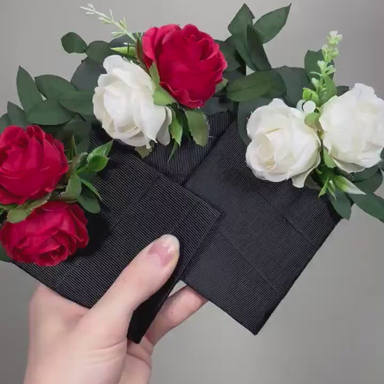 Red White Pocket Boutonniere Wedding Red Christmas Boutonnière Square Groom Boutonniere Red White Boutonniere Winter Square Groomsmen