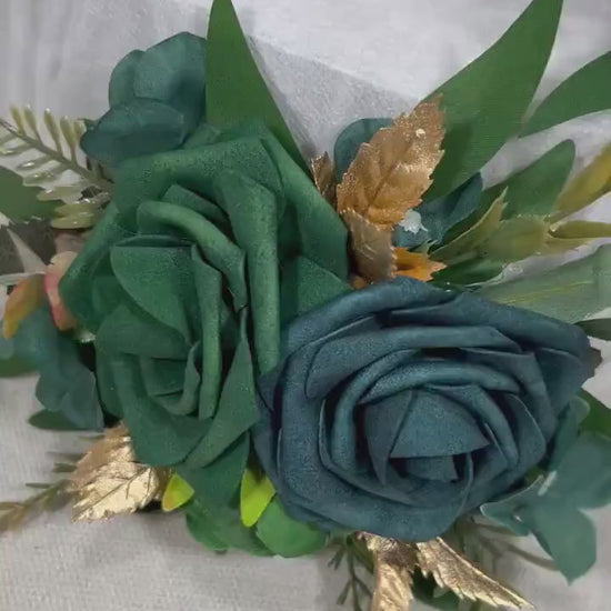 Teal Green Cake Decoration Wedding Emerald Green Cake Topper Decor Gem Cake Arrangements Dark Teal Gold Wedding Hunter Green Decoration